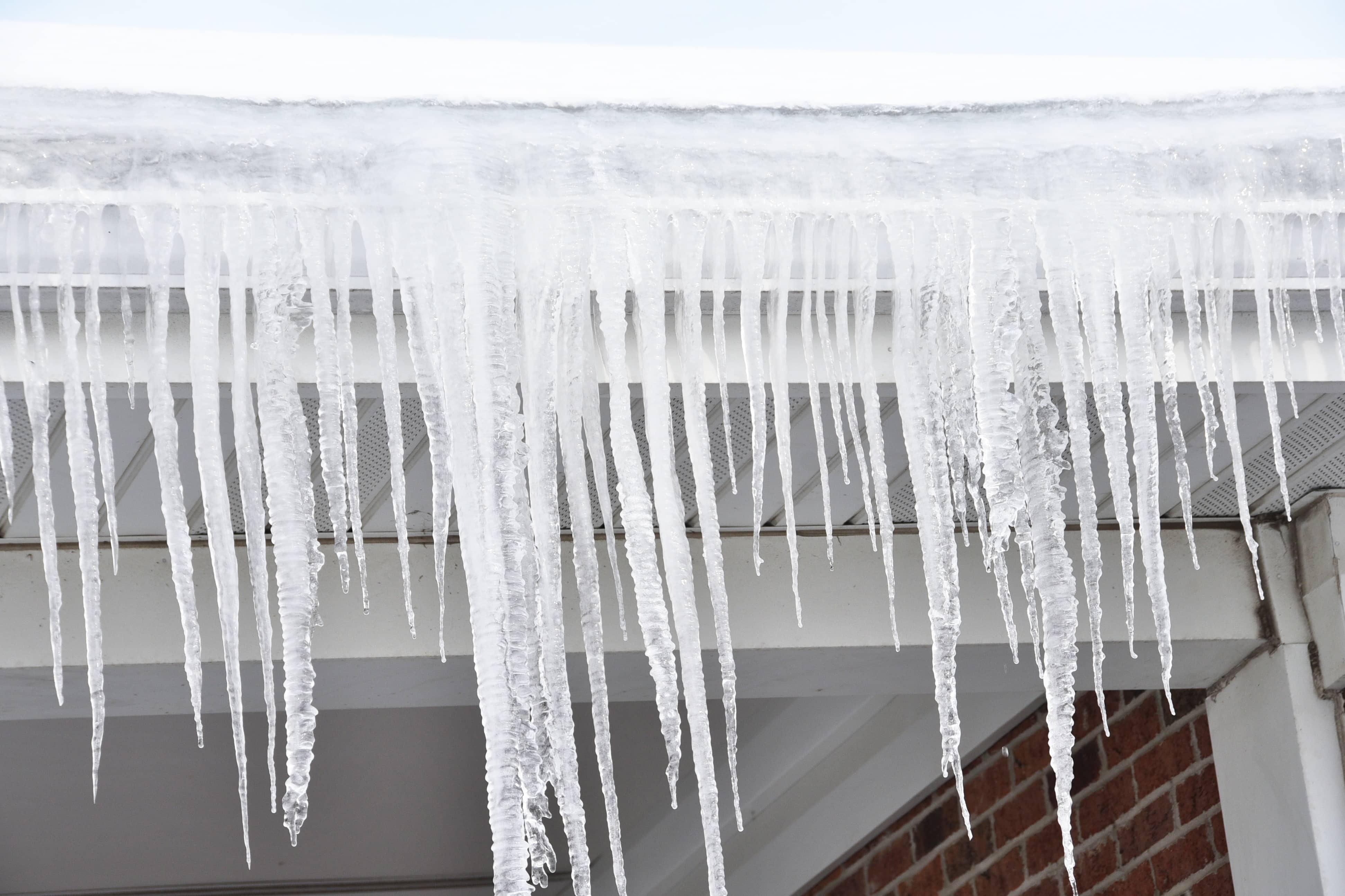 Icicles on roof gutter