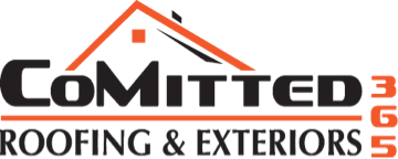 CoMitted 365 Roofing and Exteriors logo in black