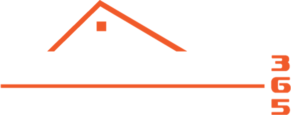 CoMitted 365 Roofing and Exteriors logo in white
