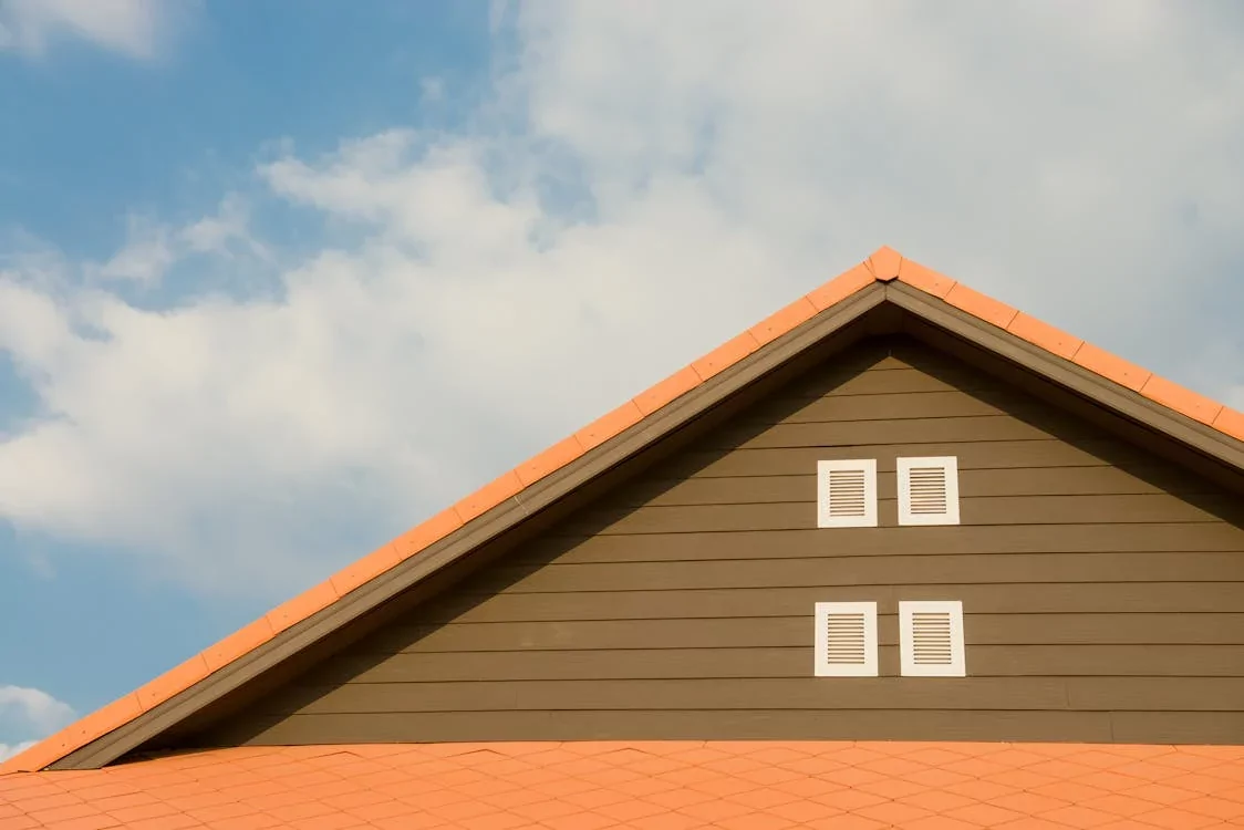 Orange metal home roofing