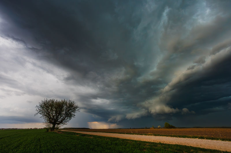 dark storm rolling through the fields